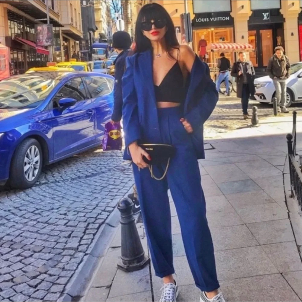 Zara matching denim set - blazer and pants